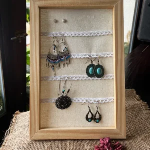 Handmade earring holder frame, styled for slow living